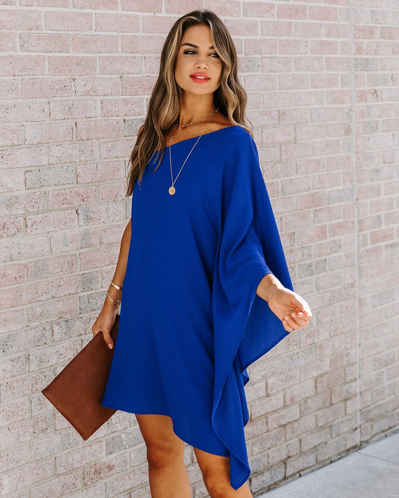 To Side Side One Shoulder Statement Dress Royal Blue