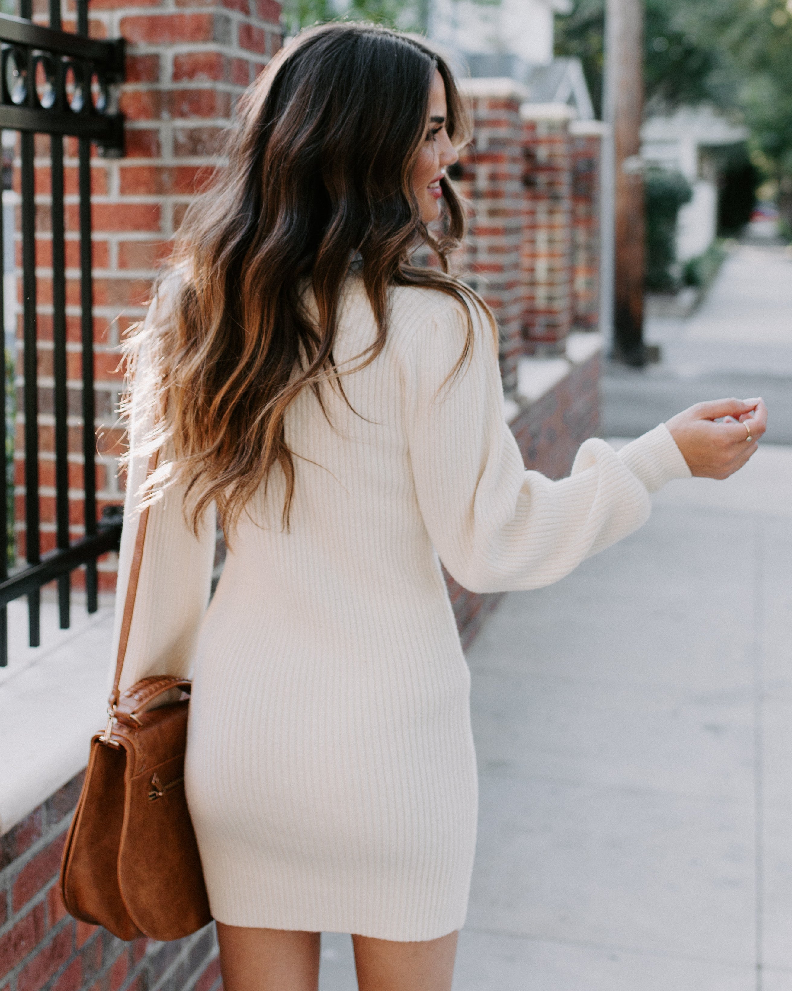 To December Remember Mock Neck Sweater Dress Ivory