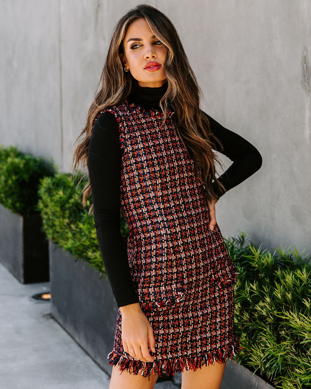 Of Words Wisdom Tweed Mini Dress