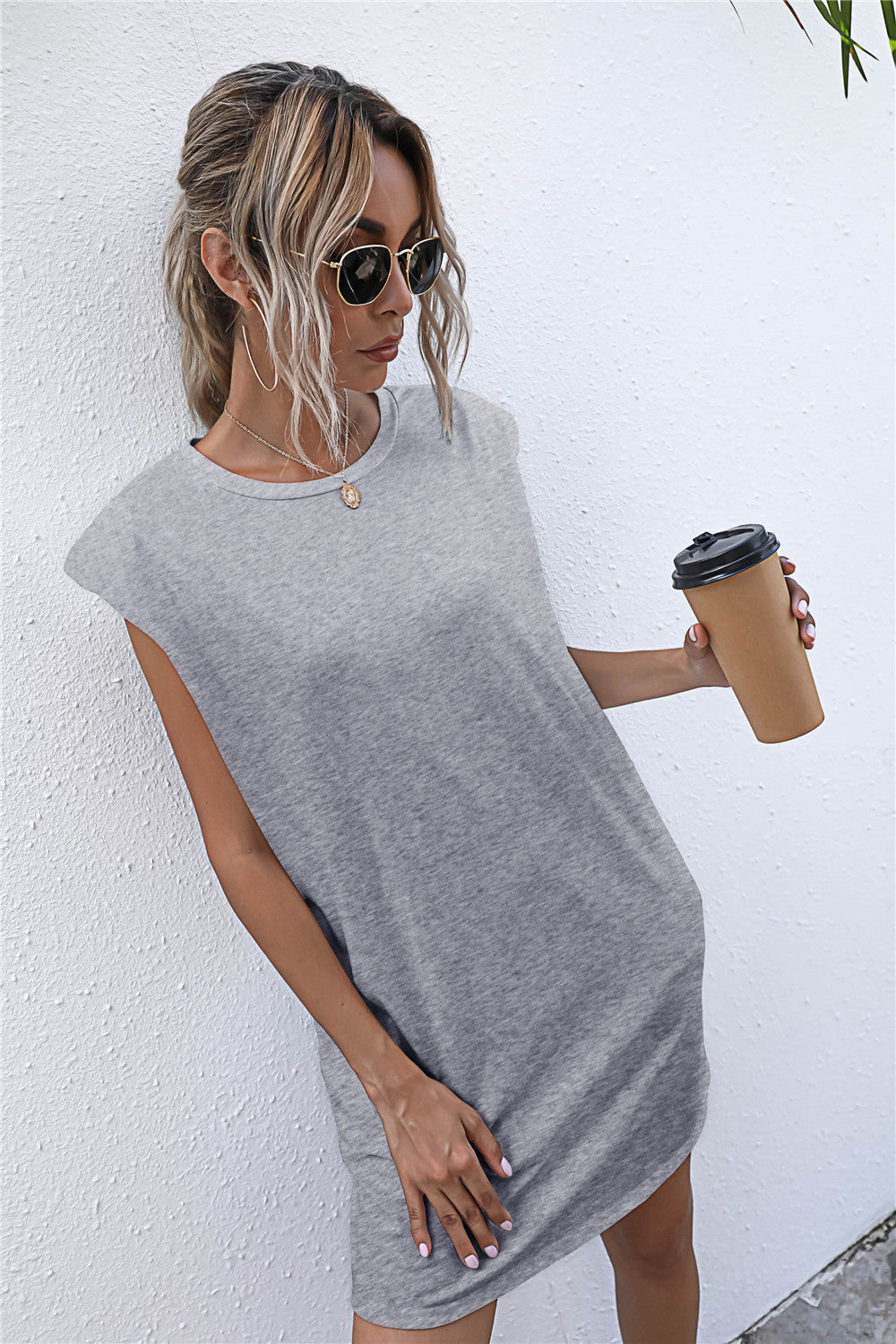 Cotton Hilton Blend Padded T Shirt Dress Heather Grey FINAL