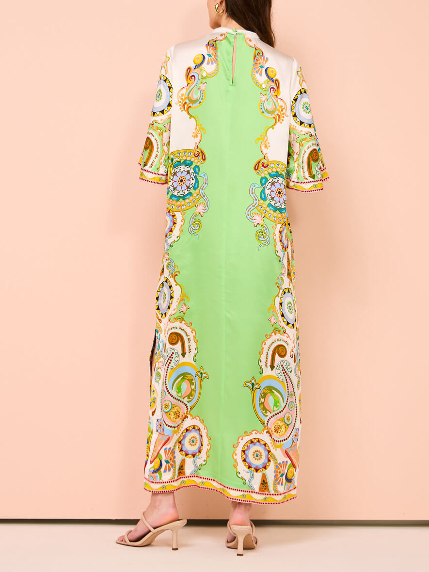 Unique Cashew Bloom Print Loose Midi Dress
