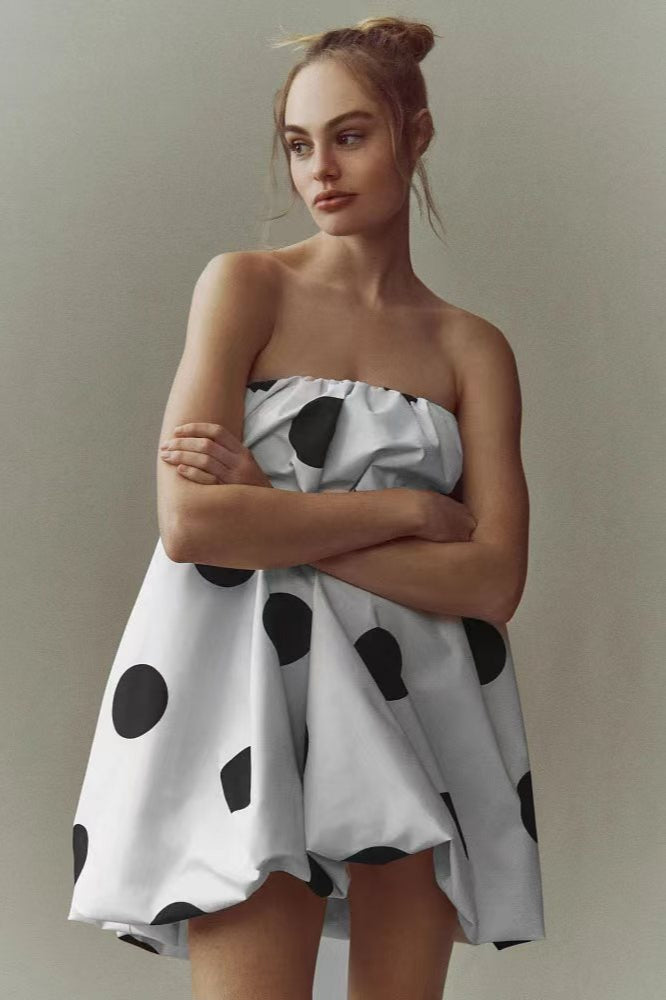 Dot Polka Strapless Bodycon Mini Dress