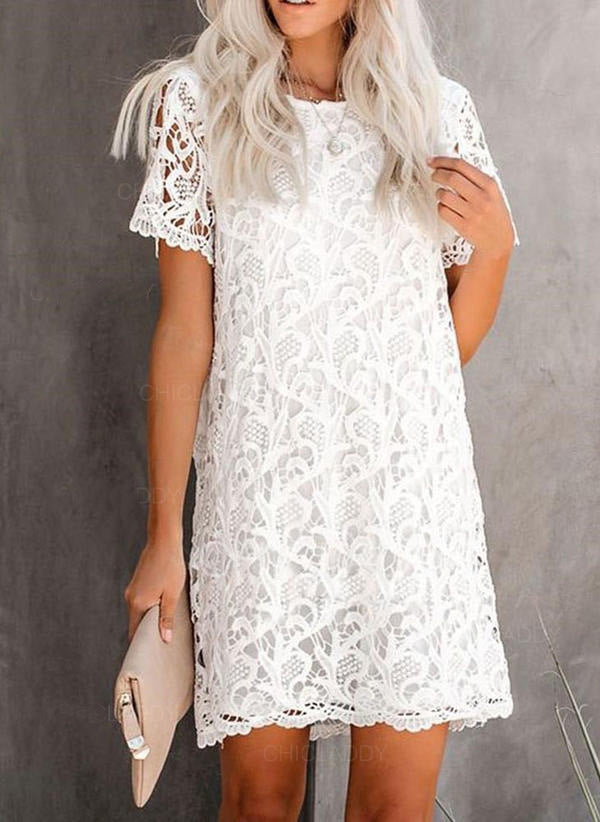 The Where Heart Is Pocketed Lace Shift Dress