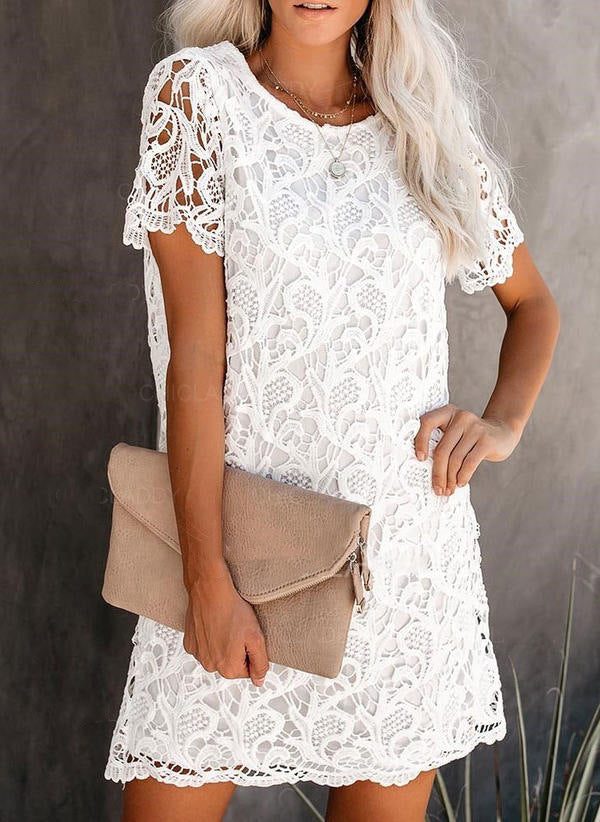 The Where Heart Is Pocketed Lace Shift Dress