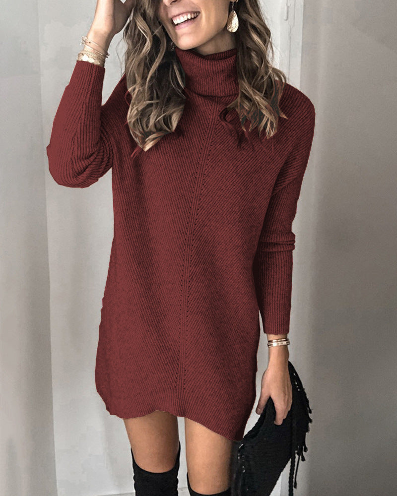 Turtleneck Kannon Sweater Dress Cinnamon FINAL