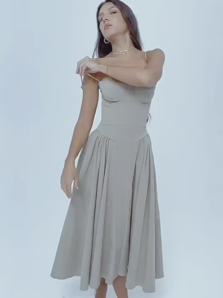 Sling Beige Midi Dress