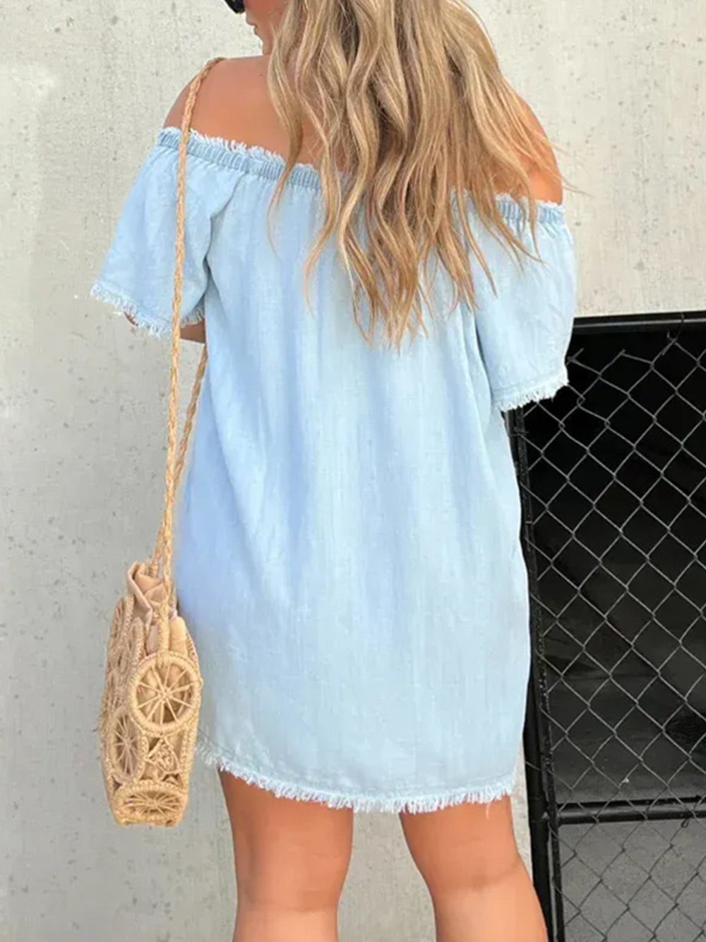 One Shoulder Alluring Denim Mini Dress