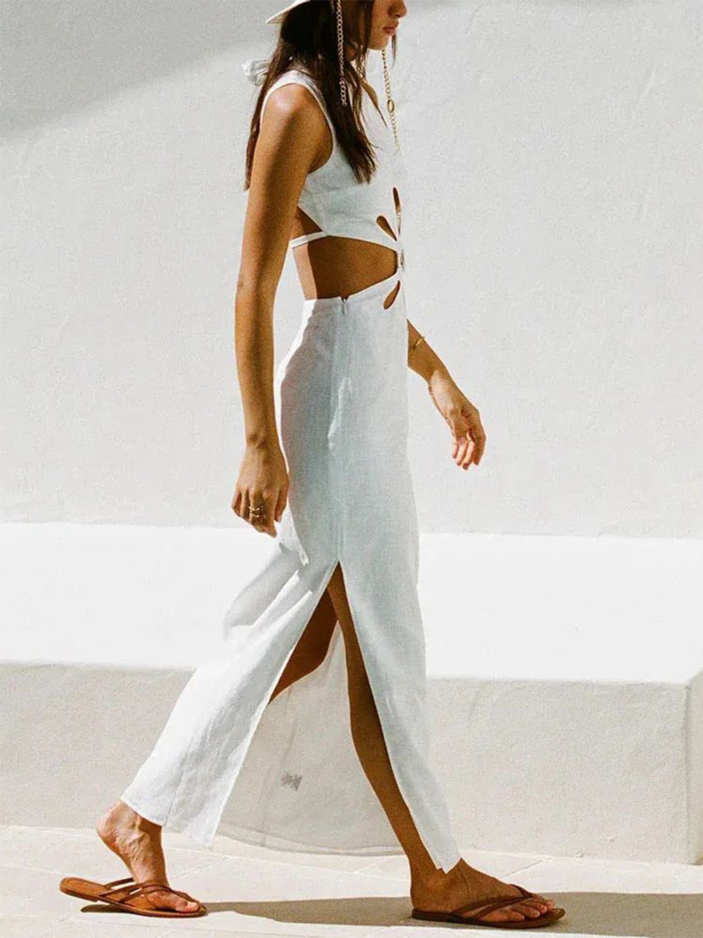 Halter Neck Backless Stylish Holiday Hollow Dress
