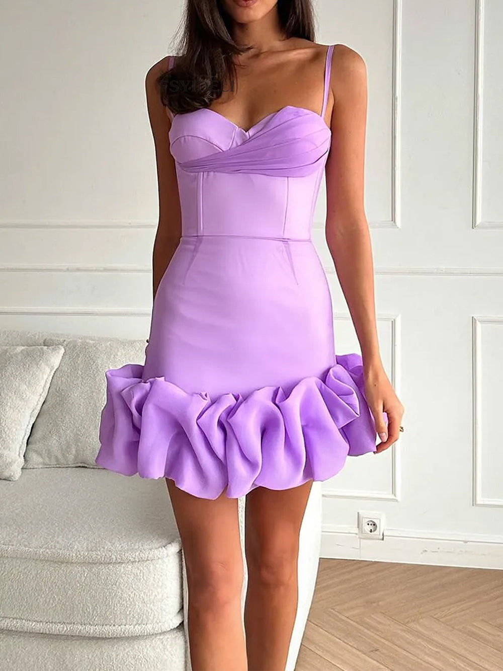 Wrap Hip Ruffled Mini Dress