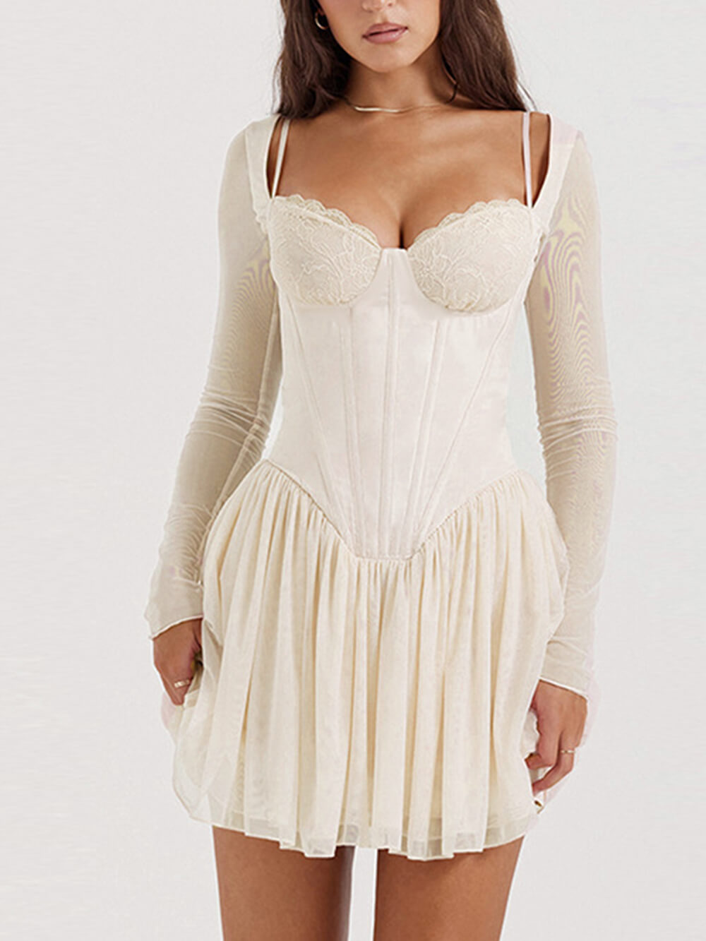 Cup Lace A Hem Mini Dress