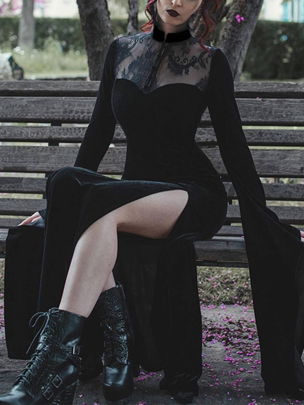 Halloween Chic Slit Skirt Witch Maxi Dress