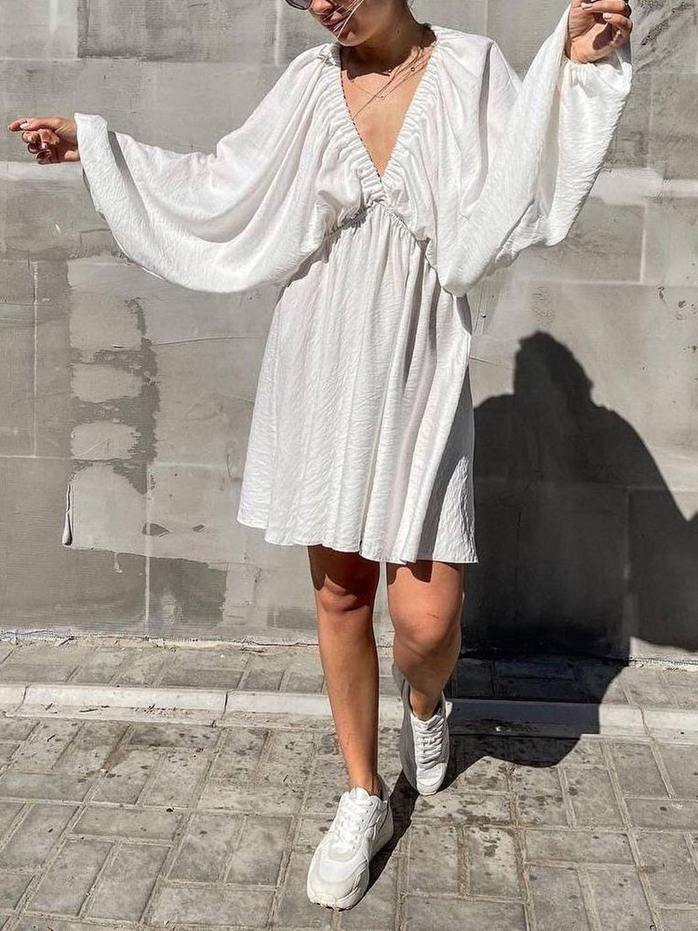Plunge Woven Skater Mini Dress