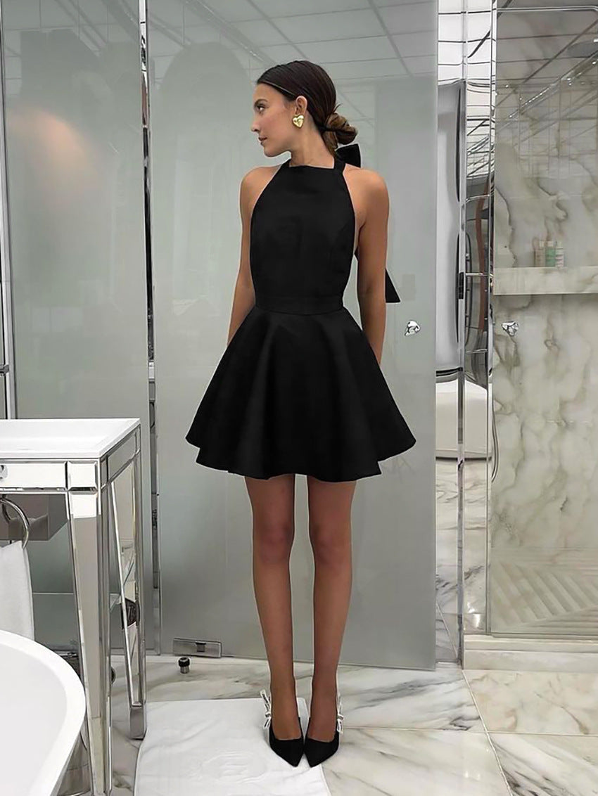 Gate Bow Mini Dress Black