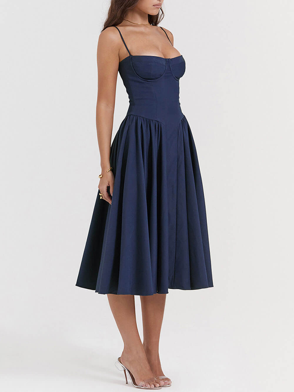 Elegance Midnight Strapless Midi Dress