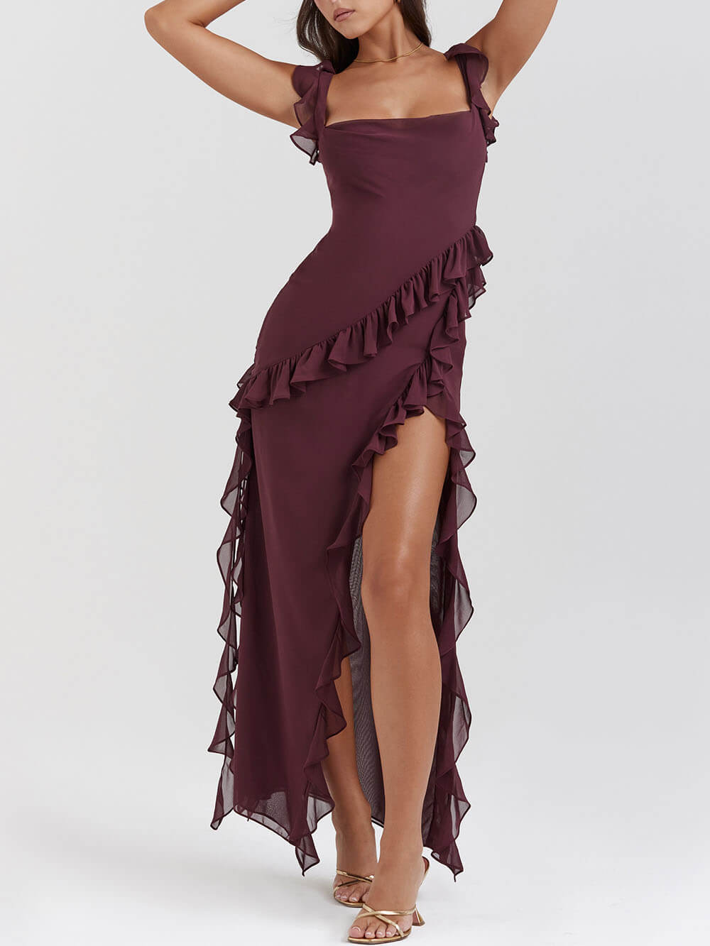 Ruffle Mulberry Maxi Dress