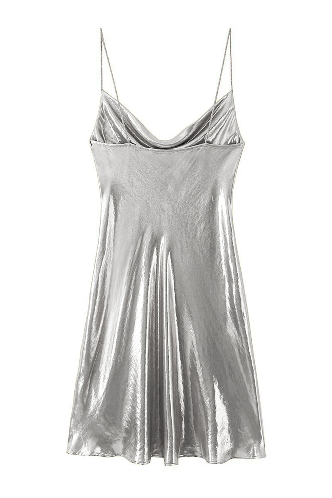 Neck Cowl Metallic Slip Mini Dress