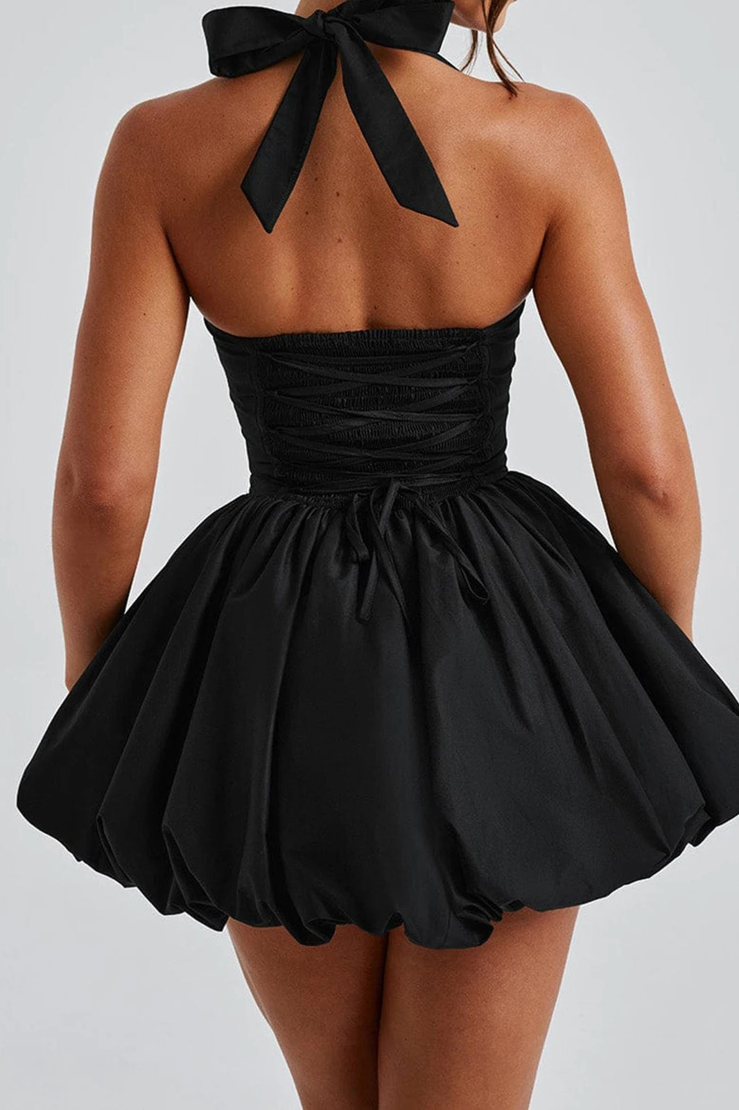 Halter Sleeveless Bubble Mini Dress