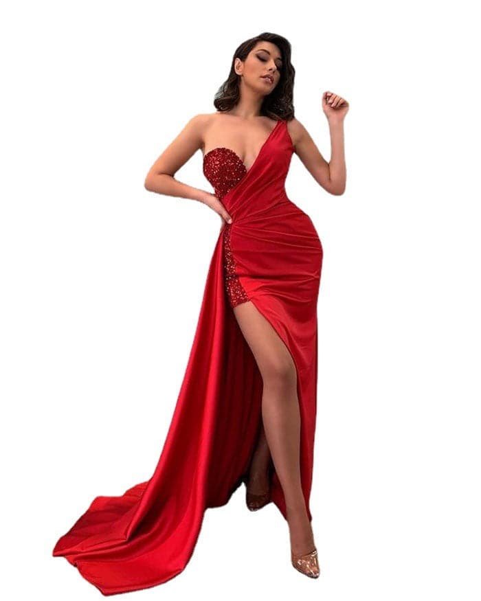 Classic Red Shinny Ladies Dress