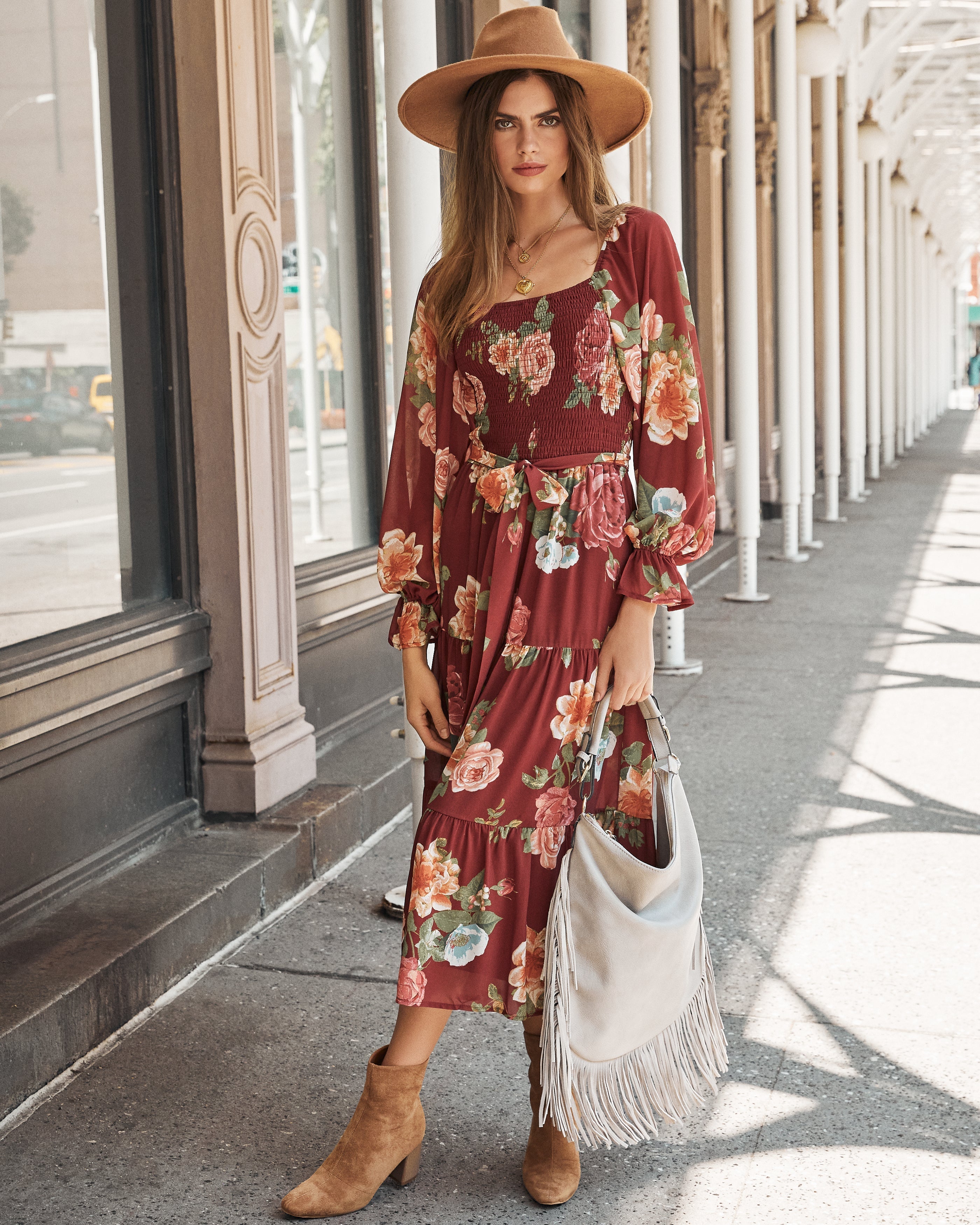 Claudette Botanical Smocked Midi Dress FINAL