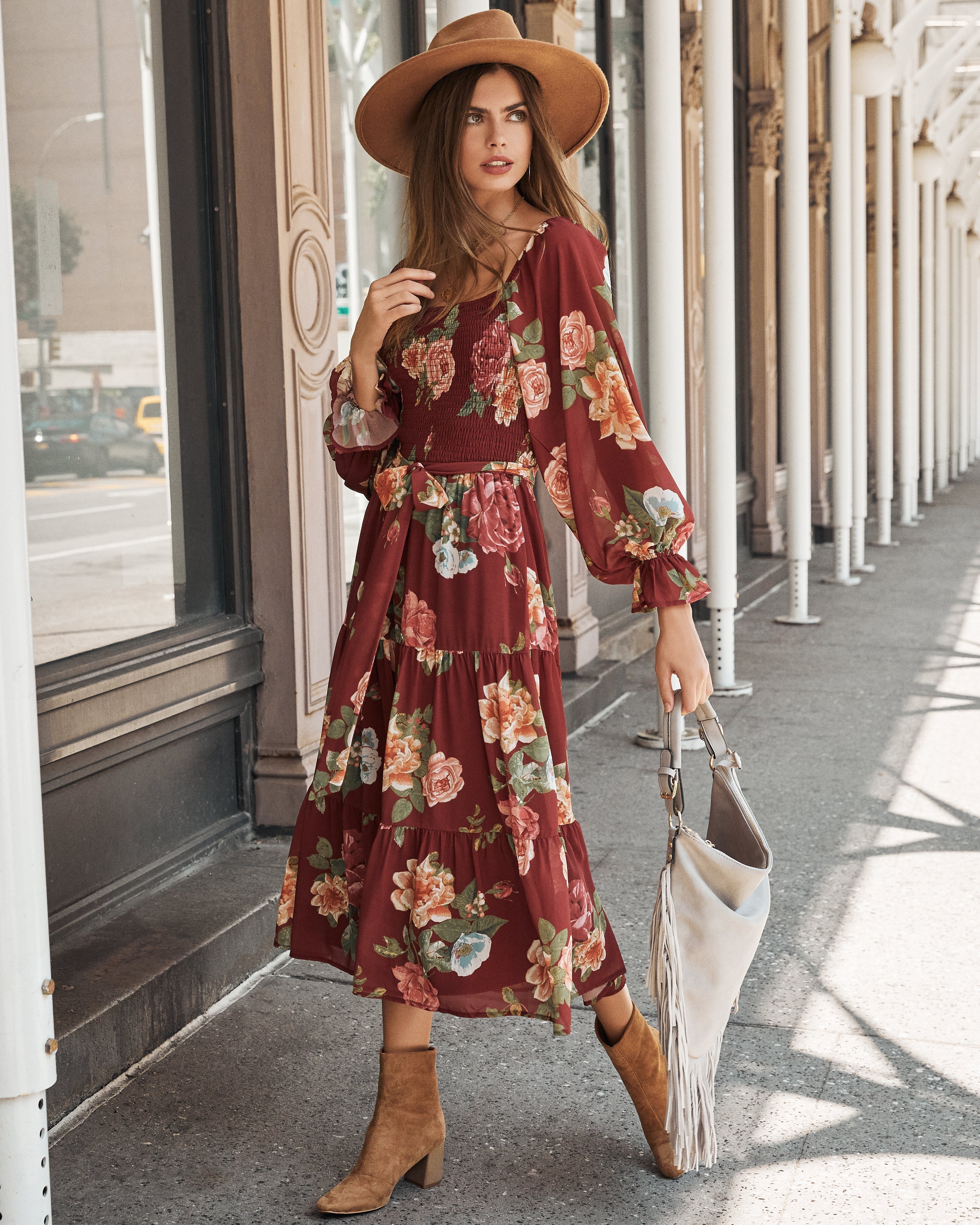 Claudette Botanical Smocked Midi Dress FINAL