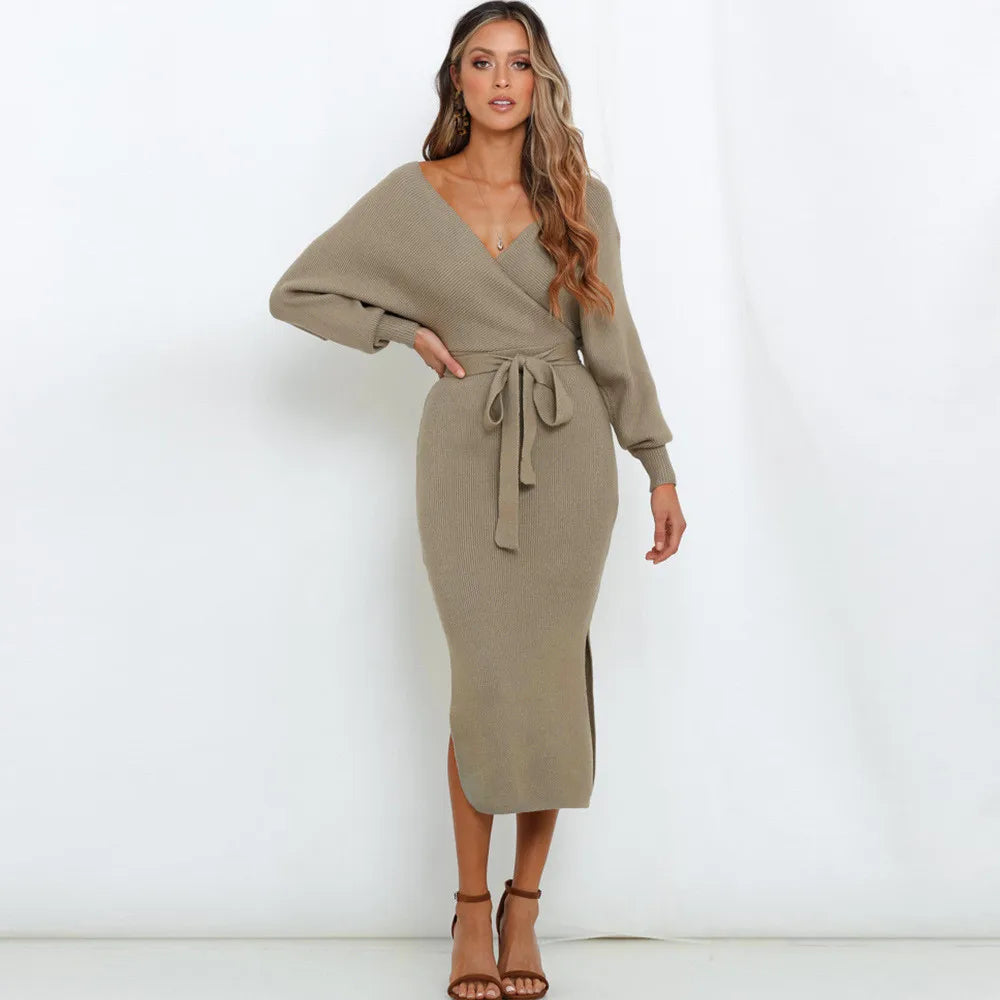 Autumn Winter New Slimfit Refined Bodycon Vestidos Y2K Midi Dresses