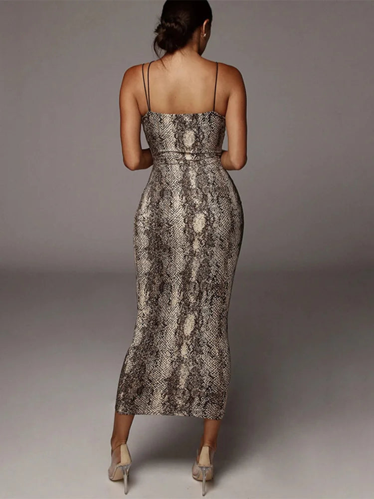print Leopard Vneck spring Christmas outfits Midi Dresses