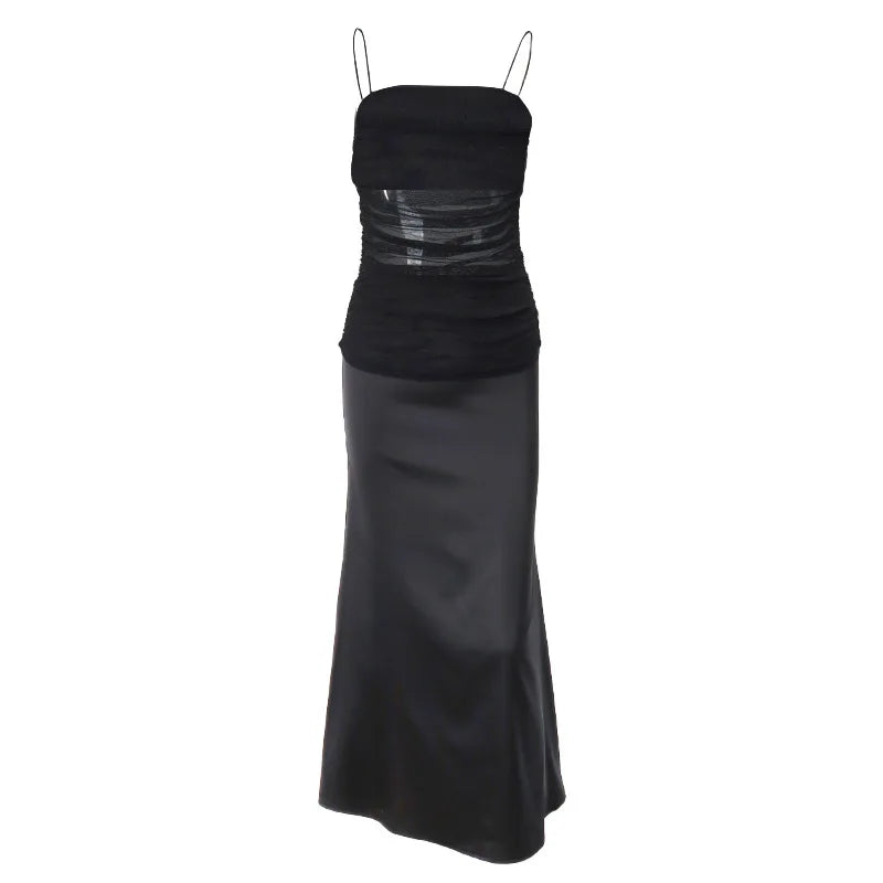 Cooked Light Wind Net Gauze Perspective Slim Chest Midi Dresses