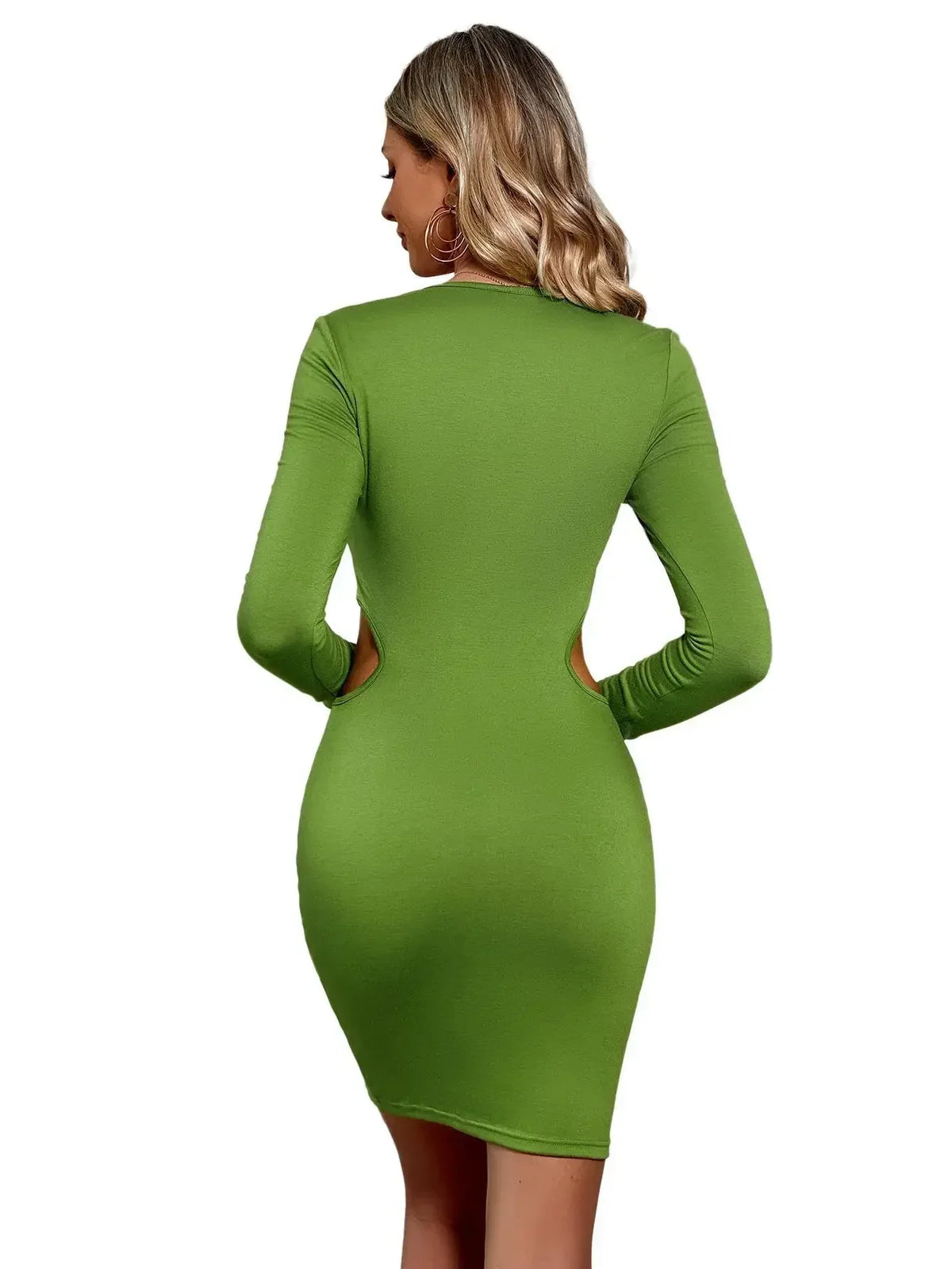 Waist Mid Split VNeck Elastic Outfits Solid Midi Dresses