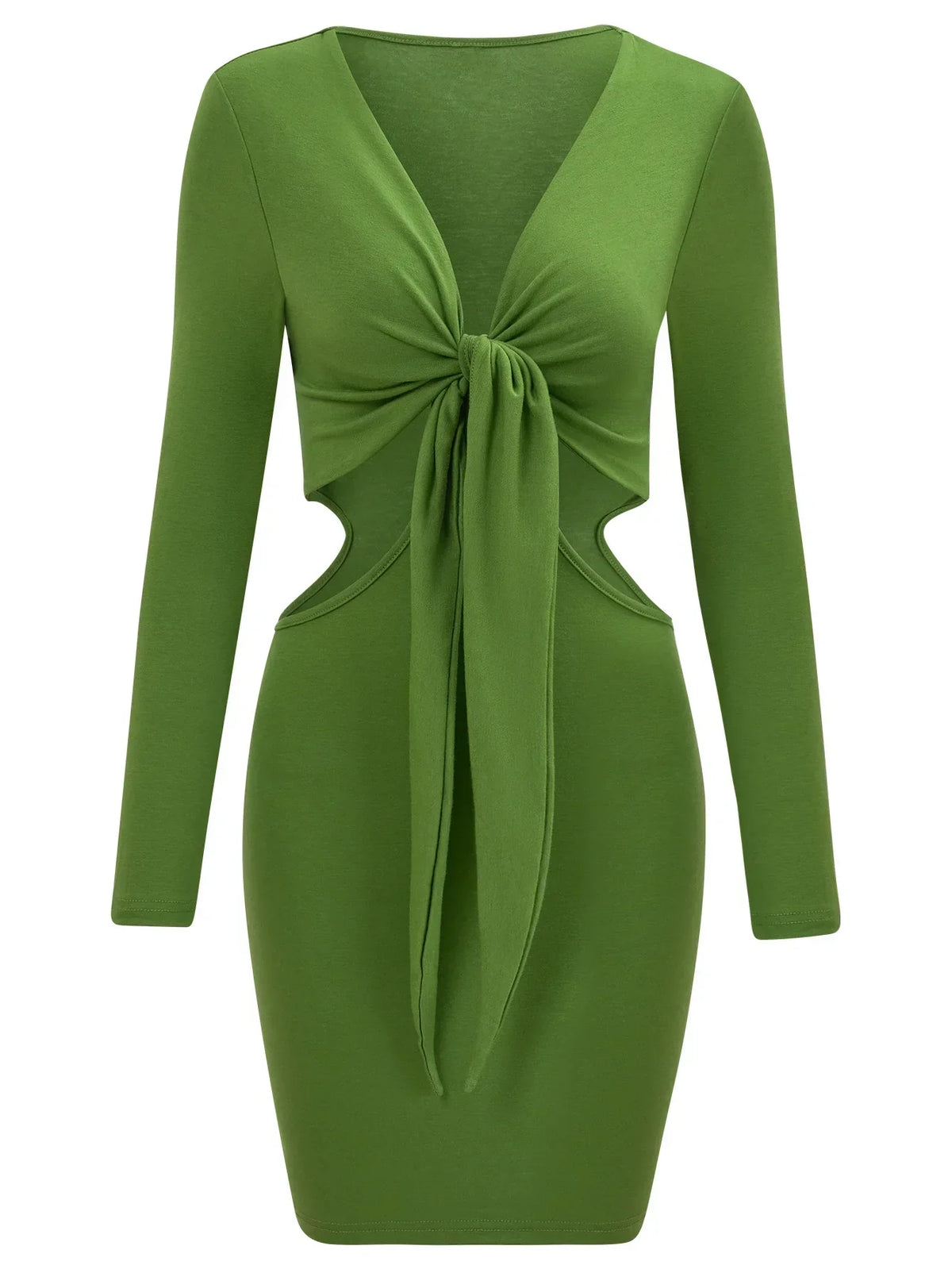 Waist Mid Split VNeck Elastic Outfits Solid Midi Dresses