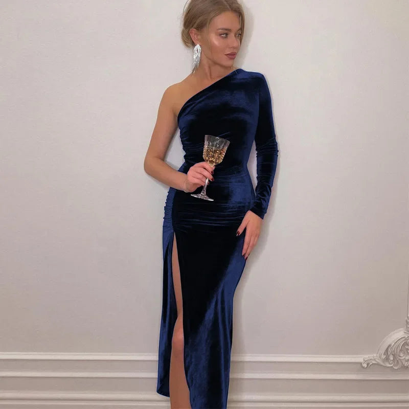New Satin Dissymmetry Backless Graceful Birthday Midi Dresses