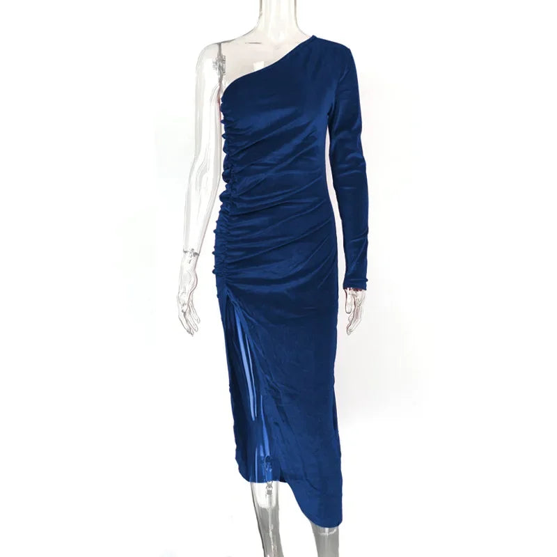 New Satin Dissymmetry Backless Graceful Birthday Midi Dresses