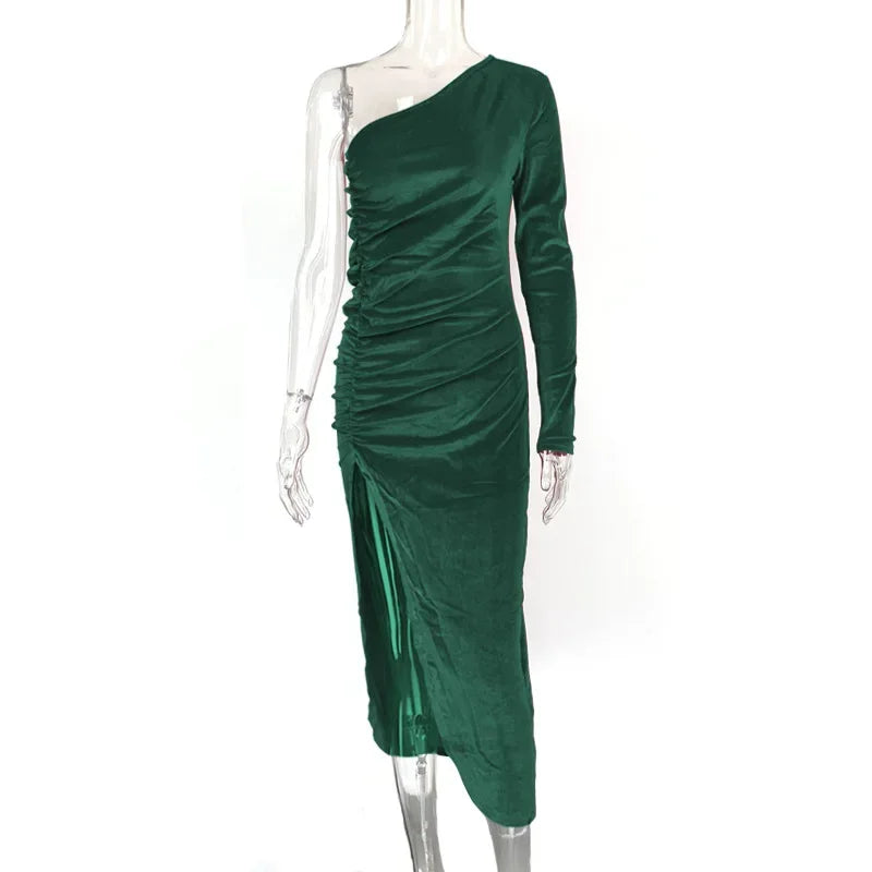 New Satin Dissymmetry Backless Graceful Birthday Midi Dresses