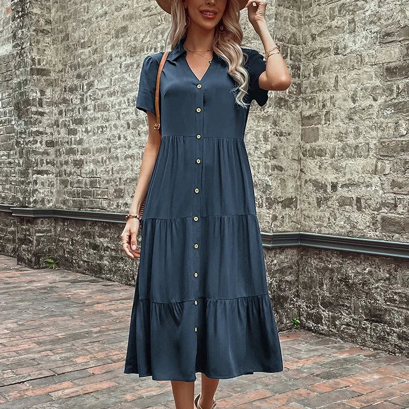 Summer Hepburn French Maxi Easygoing Party Club Midi Dresses