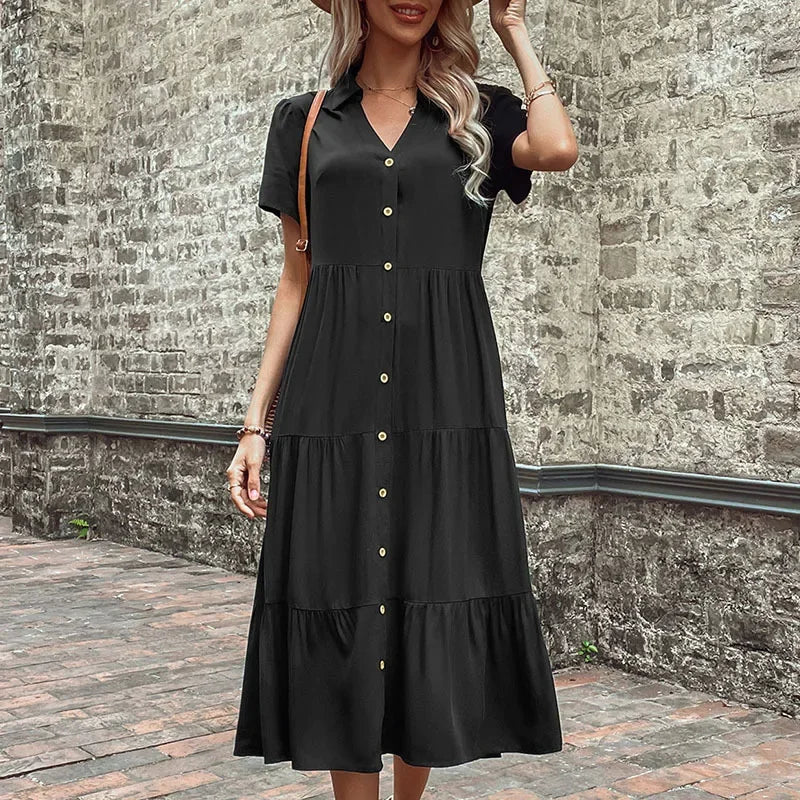 Summer Hepburn French Maxi Easygoing Party Club Midi Dresses