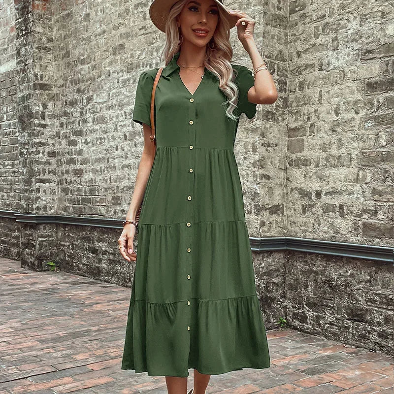 Summer Hepburn French Maxi Easygoing Party Club Midi Dresses