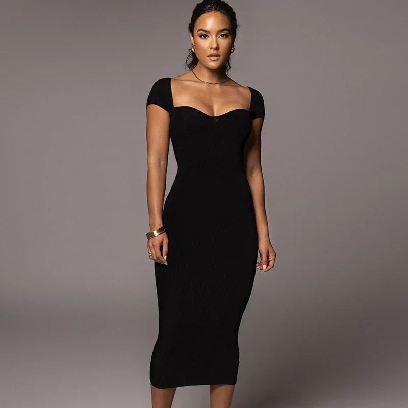 New Boat Graceful High Slim Ladies Y2K Midi Dresses