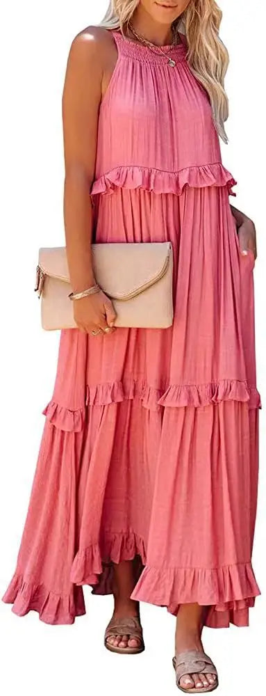 Floorlength New Round Loose Irregular LOOSE Midi Dresses