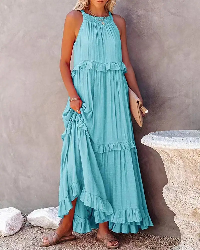 Floorlength New Round Loose Irregular LOOSE Midi Dresses