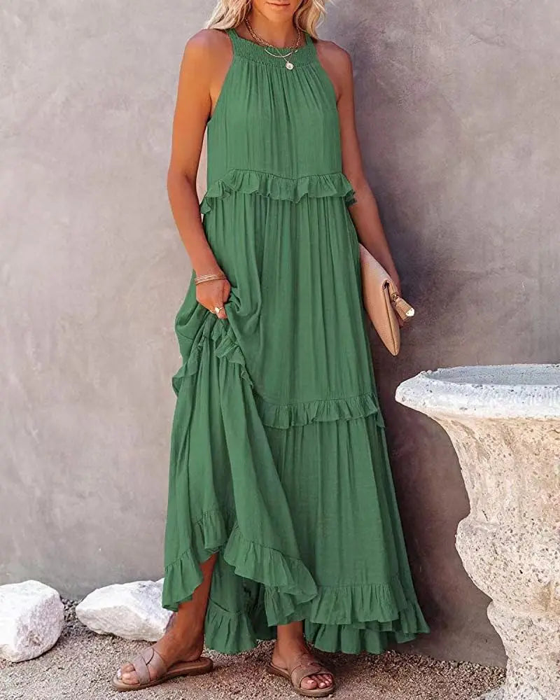 Floorlength New Round Loose Irregular LOOSE Midi Dresses