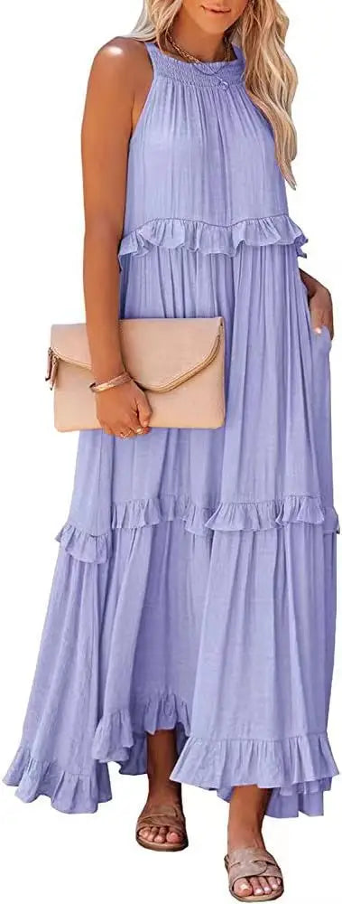 Floorlength New Round Loose Irregular LOOSE Midi Dresses