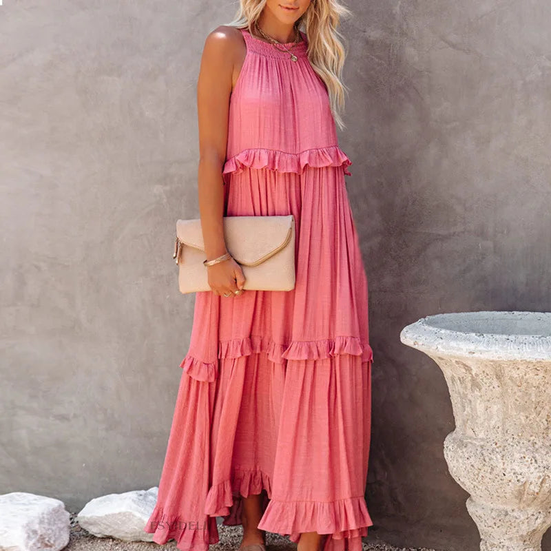 Floorlength New Round Loose Irregular LOOSE Midi Dresses