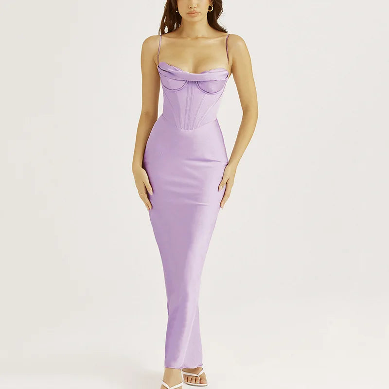 Puss Satin Pleated Graceful Casual Vestidos Midi Dresses