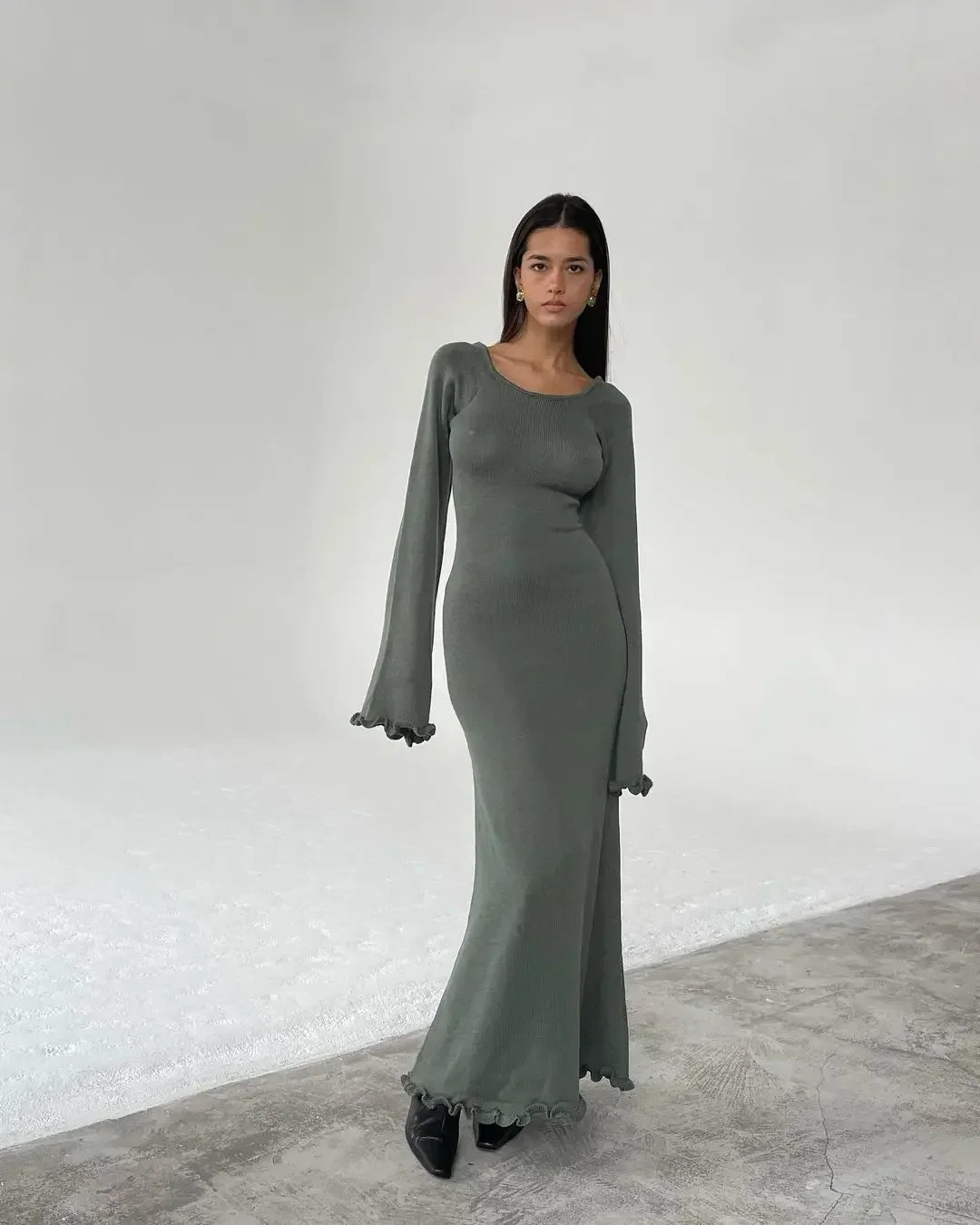 Backless Slim Comfortable Laceup Sophisticated Female Midi Dresses