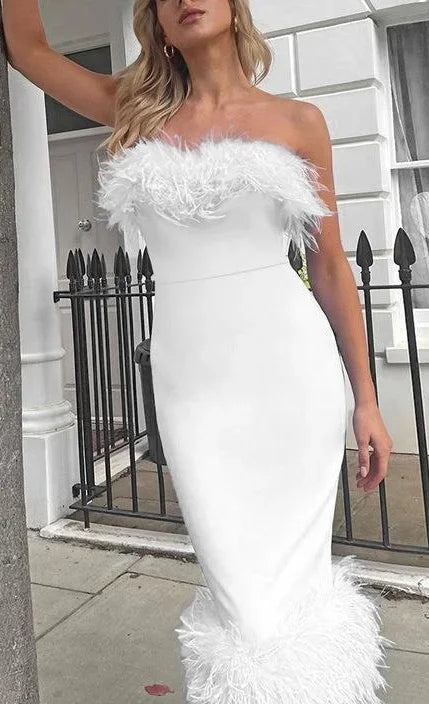 Pencil Off Shoulder Sophisticated Birthday Club Midi Dresses