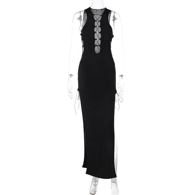 Color Pure Slim Party Streetwear Y2K Midi Dresses
