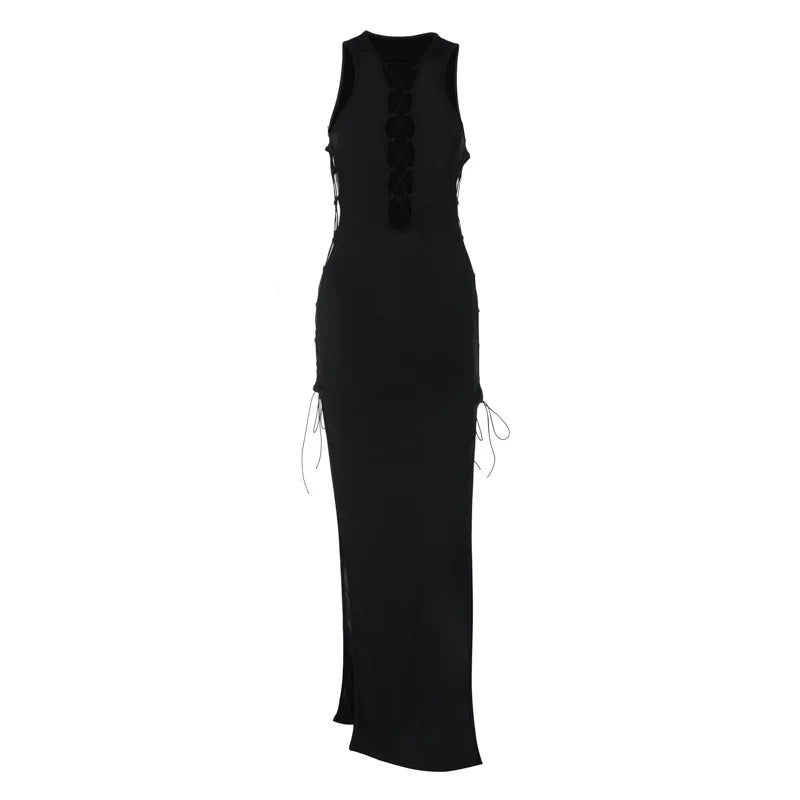 Color Pure Slim Party Streetwear Y2K Midi Dresses