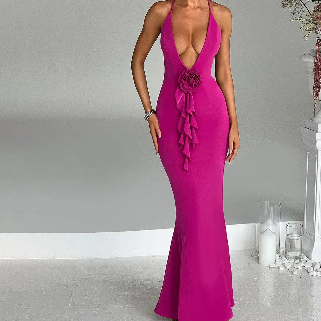 New Slim Slip Ruffled High Graceful Y2K Midi Dresses