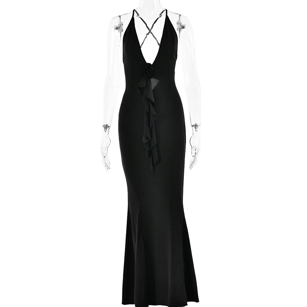 New Slim Slip Ruffled High Graceful Y2K Midi Dresses