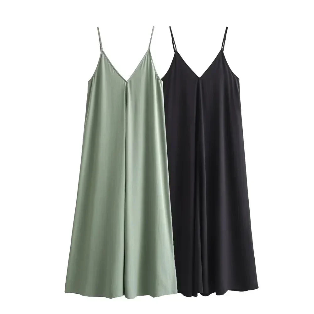 Flowing Greta Midi Dress for Women Effortless Chic Look