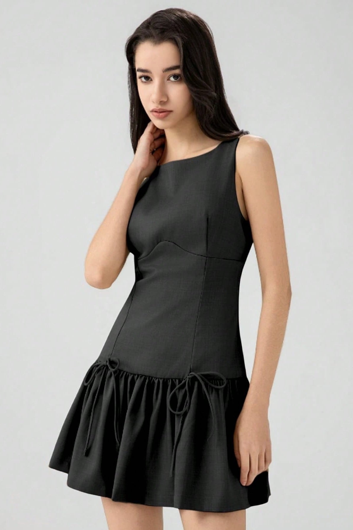 Detail Bow Sleeveless Mini Dress